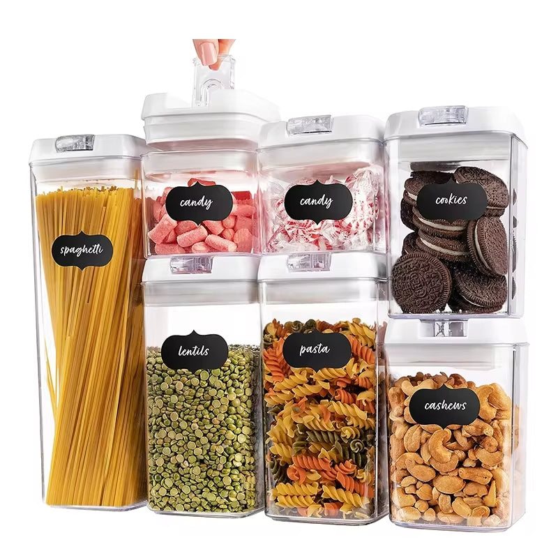 PP Plastic Food Storage Container Refrigerator Organizer Airtight Easy Open Small Clear Containers 7 Sets